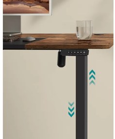 Výškovo nastaviteľný písací stôl SOLEA-X hnedo/čierny