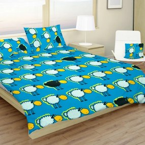 Obliečky bavlnené detské Ovečky modré TiaHome - Detský set 130x90cm + 65x45cm