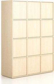 Kancelárska skriňa FRAME, 12x dvere, 1299 x 450 x 1735 mm, PUSH-lock, breza