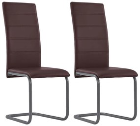 Jedálenské stoličky, perová kostra 2 ks, hnedé, umelá koža