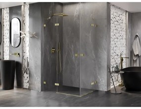 Mexen Lunar Duo, výklopný sprchový kút 110 x 105 cm, 8mm číre sklo, zlatý matný profil, 834-110L-105P-55-00