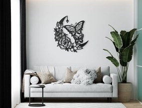 drevko 3D nálepka Kvetinový ornament s motýľmi Rozmer obrazu: 33,5 x 32,5 cm, Farba dekorácie: Čierna