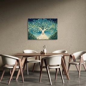 Sklenený obraz – Magický strom so špirálami (70x50 cm)