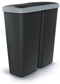 Odpadkový kôš DUO čierny, 50 l, sivá / čierna