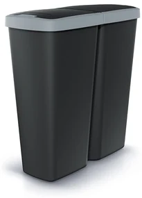 Odpadkový kôš DUO čierny, 50 l, sivá / čierna