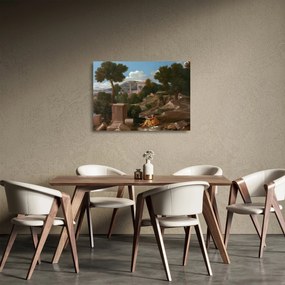 Sklenený obraz - Nicolas Poussin, Landscape with Saint John on Patmos, reprodukcia (70x50 cm)