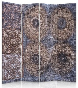 Ozdobný paraván Mandala Boho - 145x170 cm, štvordielny, klasický paraván