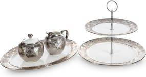 DEKORAČNÝ KERAMICKÝ TANIER ALTEA 34X25X3 CM STRIEBORNÁ