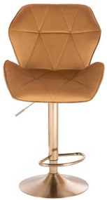 LuxuryForm DESIGN Barová stolička MILANO MAX VELUR na zlatom tanieri - hnedá