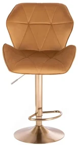 LuxuryForm DESIGN Barová stolička MILANO MAX VELUR na zlatom tanieri - hnedá