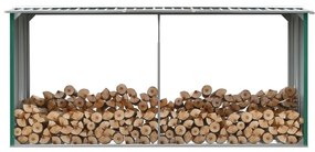 Záhradná kôlňa na drevo zelená 330x92x153 cm galvanizovaná oceľ 47086