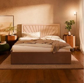 Manželská posteľ VASTO Velvet 140×200 cm béžová
