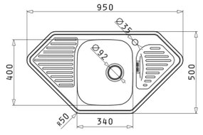 Pyramis 108760801 - Kuchynský drez MEDUSA CORNER 95x50 cm