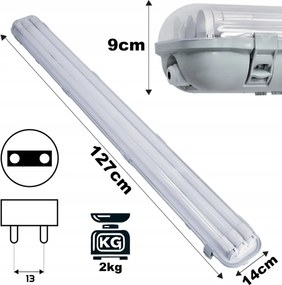 SADA Hermetická LED lampa 120cm 54W 5400lm 6000K + 3x Prémiové LED trubice