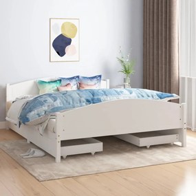 Rám postele so 4 zásuvkami biely masívna borovica 160x200 cm