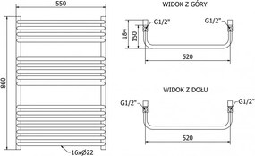 Mexen Apollo, vykurovacie teleso 860 x 550 mm, 479 W, čierna, W117-0860-550-00-70
