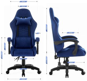 Herné kreslo HC-1000 Navy - zamatová látka