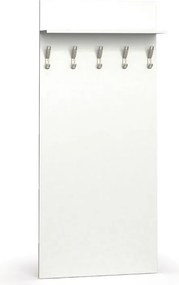 Vešiaková stena HORIZONT, 5 háčikov, polica, biela