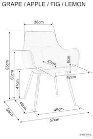 Signal GRAPE VELVET stolička jedálenská, nohy čierne/ BLUVEL 19 čierna