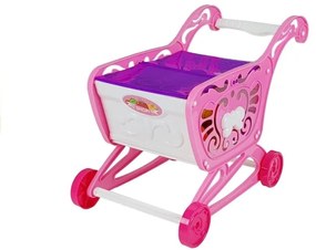 LEAN TOYS Nákupný vozík v pokladňou + príslušenstvo 40 ks - ružový