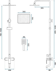 Rea Hass, sprchová zostava s vaňovou batériou, zlatá matná, REA-B9972