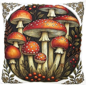 Dekoračný vankúš s motívom muchotrávok - 45*45*4 cm