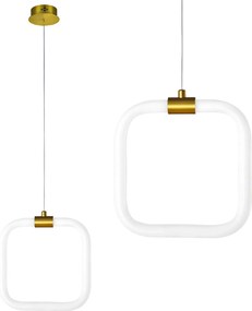 Toolight Toolight, závesné LED svietidlo 20x20cm, 9W, 3000K, LHJ057-CP1, biela-zlatá matná, OSW-60030