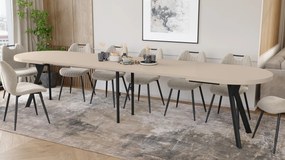 Mazzoni EXPANSO Kašmír / čierne nohy - OVÁLNY ROZKLADACÍ STÔL 160-360 cm PRE 16-18 OSÔB