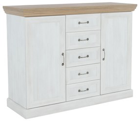 Tempo Kondela Komoda, 2-dverová s 5 šuplíkmi, sosna nordická/dub divoký, ROYAL K2D