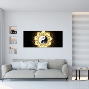 Obraz - Zlatý Yin-Yang (120x50 cm)