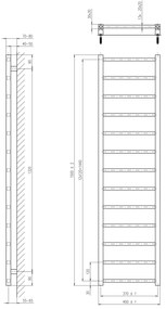 Sapho Sapho, METRO LIGHT vykurovacie teleso 400x1500 mm, čierna matná, IR447TB