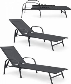 Polohovateľné záhradné lehátko tmavosivé