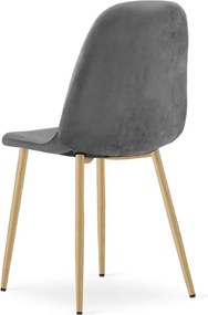 Set štyroch jedálenských stoličiek PADVA zamatové tmavosivé / hnedé nohy (4 ks)