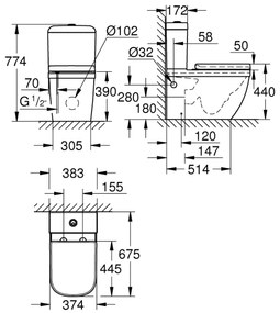 GROHE 39462000 - WC súprava EURO CERAMIC 67,5 x 37,4 x 77,4 cm keramika/biela
