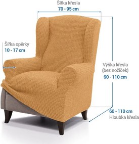 Super strečové poťahy RUBINIA zlatá kreslo ušiak (š. 70 - 95 cm)