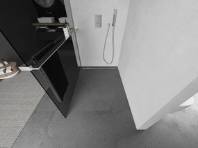 Mexen Kioto+ L, sprchová zástena Walk-In s poličkou a vešiakom 80 x 200 cm, 8mm šedé sklo, chrómový profil, 800-080-123-01-40
