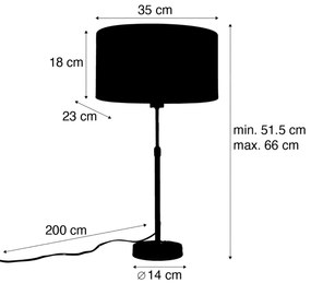 Stolná lampa bronzová s oválnym zamatovým tienidlom s dizajnom listov 35 cm - Parte