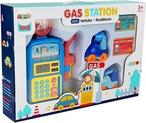 LEAN Toys Čerpacia stanica s autami, svetlami a zvukom