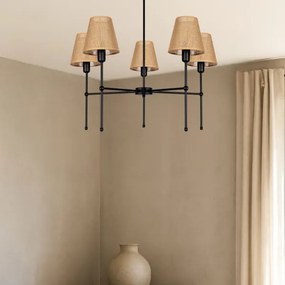 Luster na tyči MADELA 5xE14/40W/230V juta/čierna