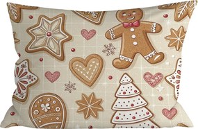 Bavlnená obliečka na vankúš GINGERBREAD JOY 50x70 cm, béžová
