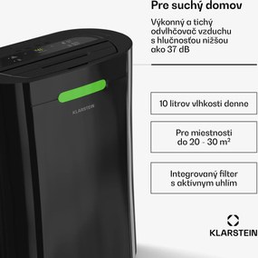 Klarstein AeroDry 10 odvlhčovač vzduchu, výkon 165 W, 10 l/deň, 135 m³/h, pre plochu do 30m², funkcia DrySelect