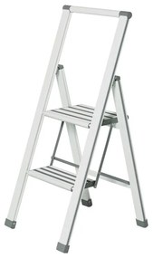 Biele skladacie schodíky Wenko Ladder Alu, 101 cm