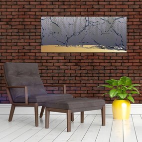 Obraz - Modrá a zlatá abstrakcia N⁰1 (120x50 cm)