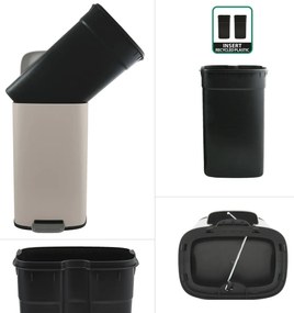 Spirella Akira 30 l odpadkový kôš s pedálom amäkkým zatváraním, matná šedohnedá farba, 30 l