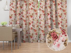 Biante Dekoračný záves Leona LN-167 Plané ruže na béžovom 130x220 cm