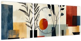 Obraz - Kubistické vázy (s hodinami) (90x30 cm)