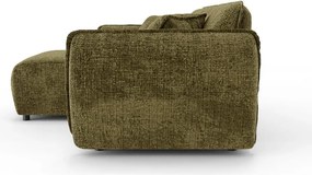 Zelená ženilková rohová pohovka (ľavý roh/s leňoškou) Nelia – Ropez