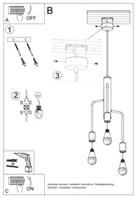 Luster Duomo 3, čierne telo svietidla, m