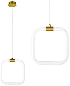Toolight Toolight, závesné LED svietidlo 20x20cm, 9W, 3000K, LHJ057-CP1, biela-zlatá matná, OSW-60030