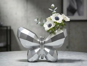 Dizajnová váza Motýľ 22 cm strieborná